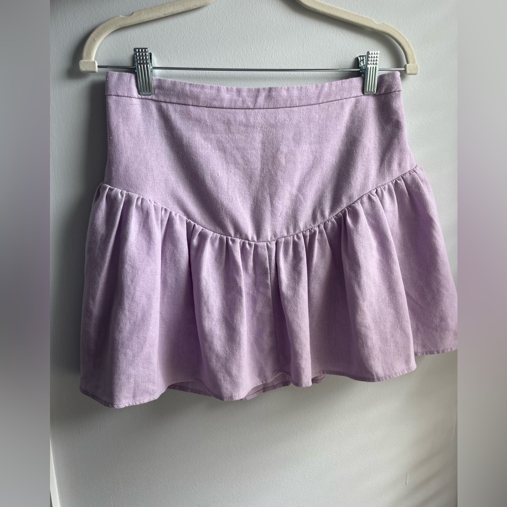 Purple Bubble Mini Skirt with Ruffled Style